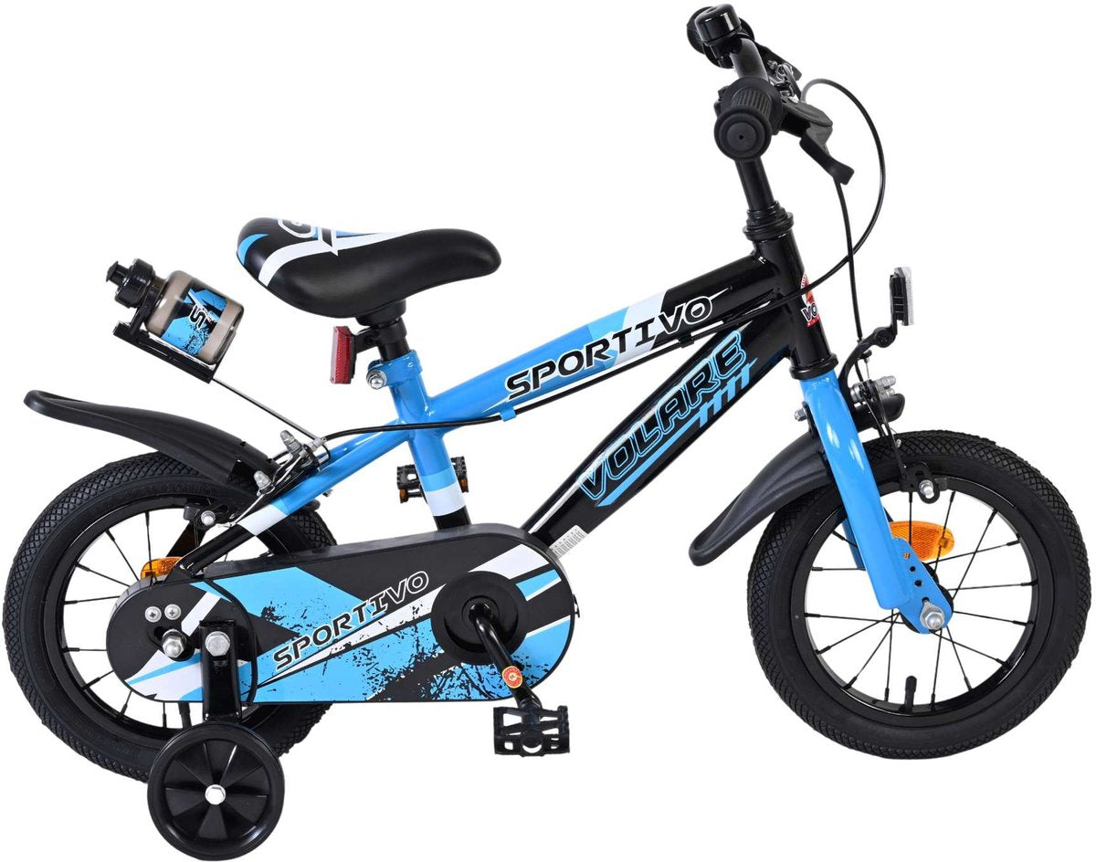 Volare sportivo kinderfiets - jongens - 12 inch - blauw zwart - twee handremmen