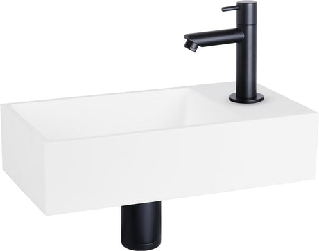 Differnz fonteinset - 36x18.5x9cm - rechthoek - 1 kraangat - wit