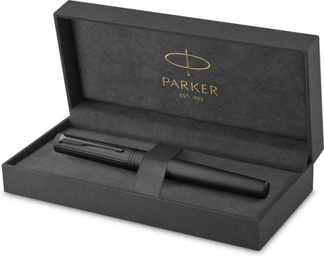 Parker Ingenuity Füllfederhalter | Kernsammlung | schwarz mit schwarzem Finish | mittlerer Punkt | schwarze Tinte | Geschenkbox