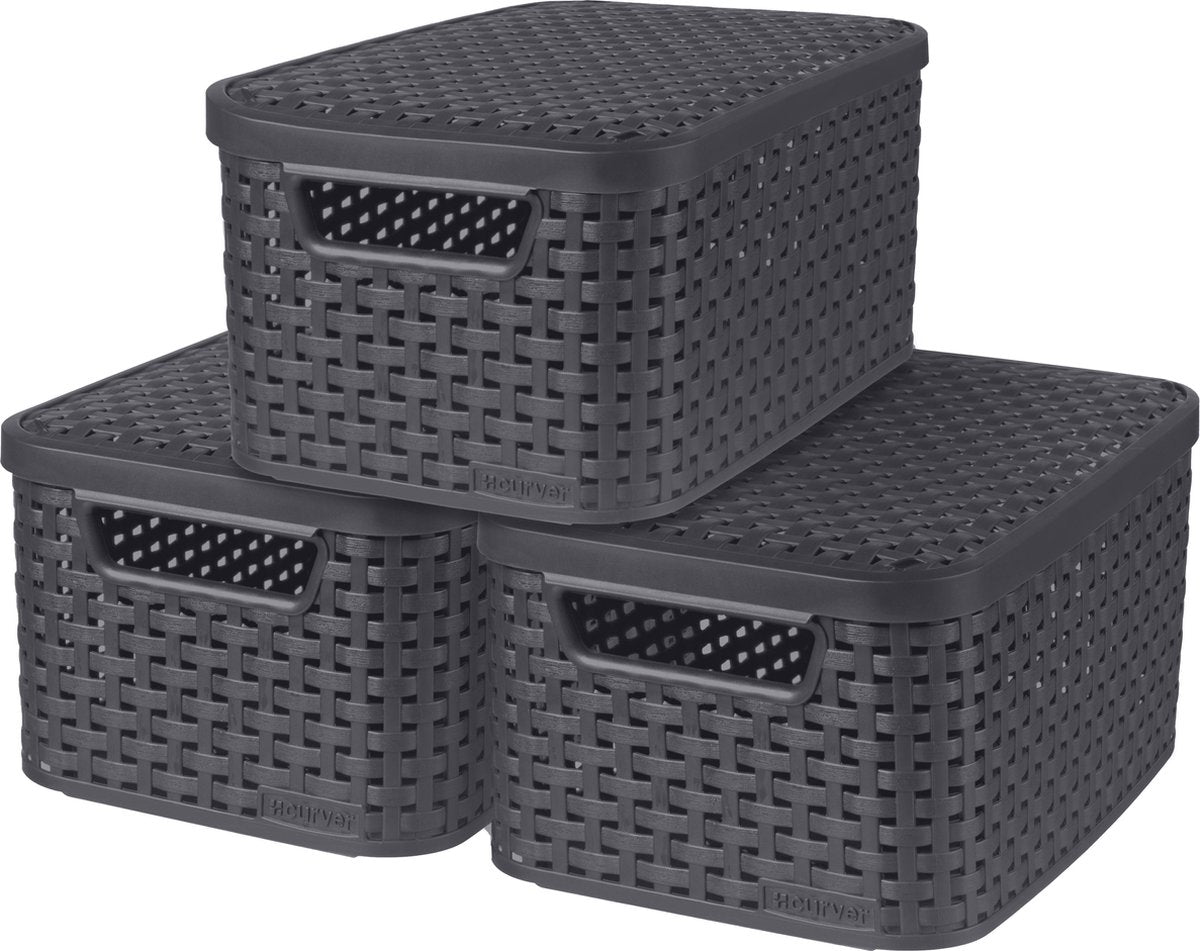 Curver Storage Boxen mit Deckel 3 St Style L Anthrazit