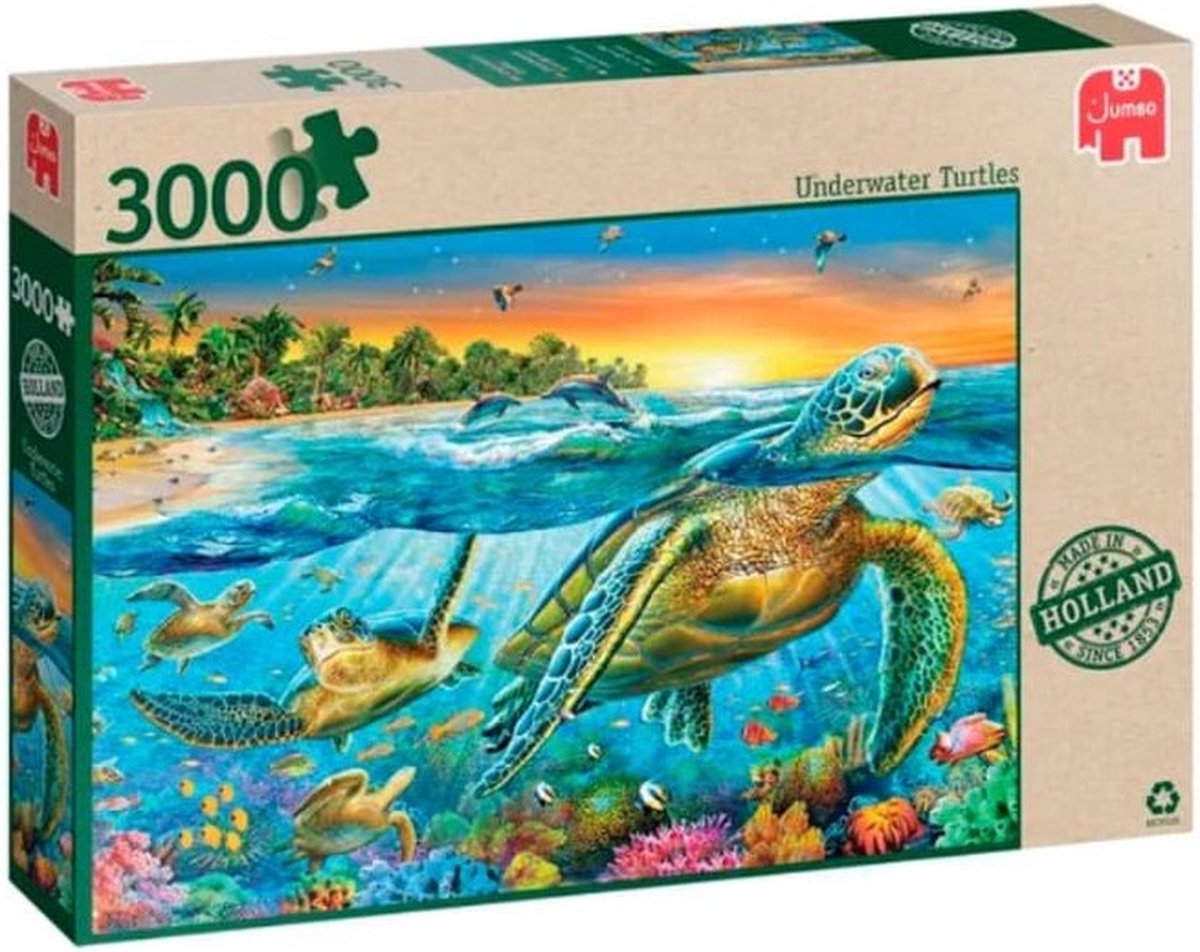 Jumbo premium collection puzzel underwater turtles - legpuzzel - 3000 stukjes - schilpadden - onderwater