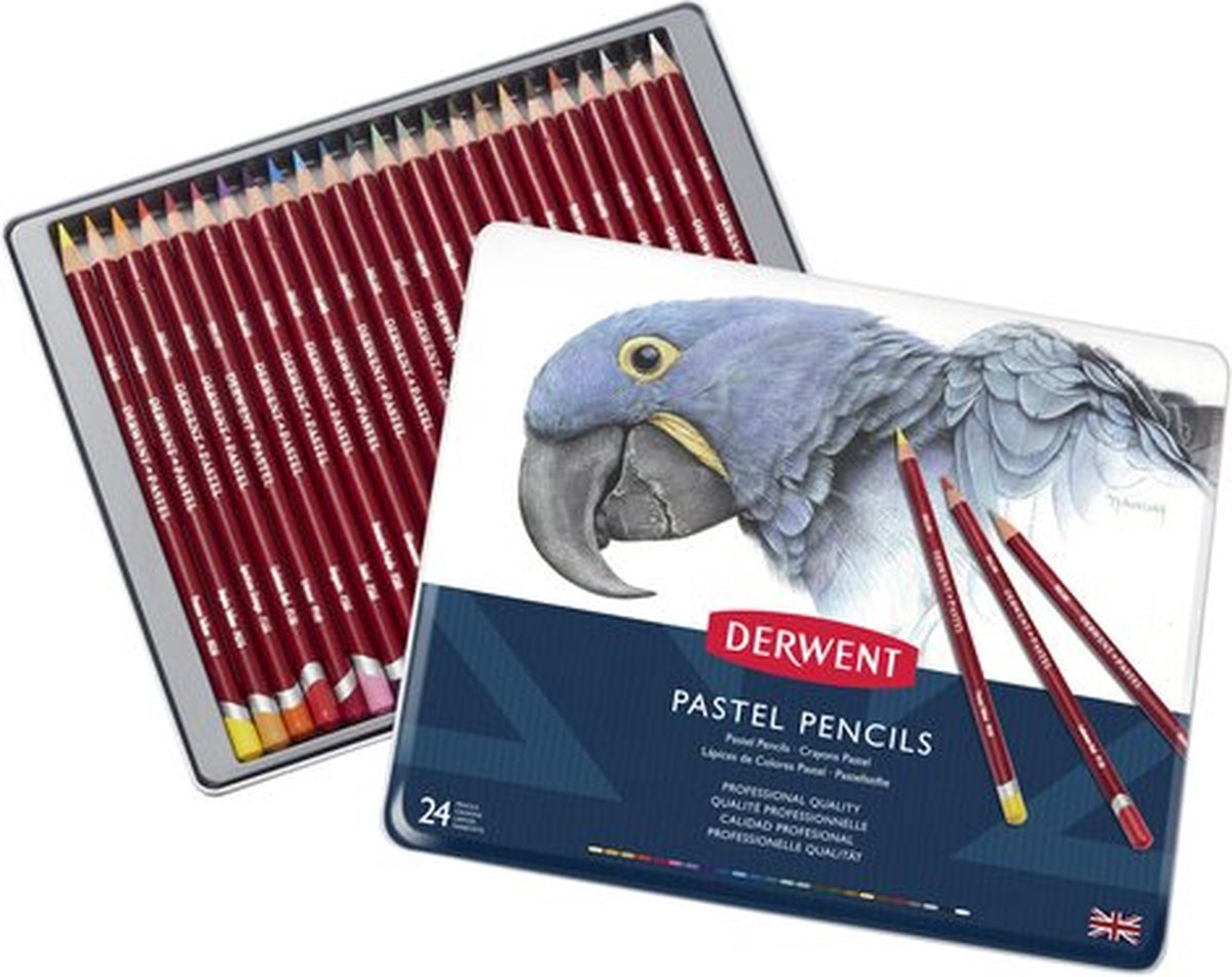 Derwent Pastellstifte – Sortiment in Dose – 4 mm – 24 Stück