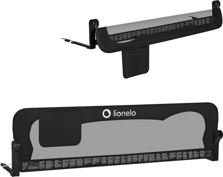 Lionelo Eva-Bettgitter – Sicherheitsbarriere bis 27 kg – 180° faltbar – 150 cm breit – robuster Aluminiumrahmen – sicherer Gurtstandsichere Blockade – für Kinder von 18 Monaten bis 5 Jahren