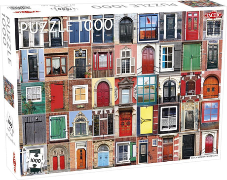 Tactic Dutch Fenster und Türen – Puzzle – 1000 Teile – Niederländische Architektur – Bunte Fassaden und Muster – Hohe skandinavische Qualität