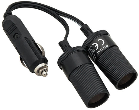Splitter für Auto-Zigarettenanzünder – 1x Stecker auf 2x Buchse + CS-25-Kabel – 12 V 24 V – 10 A – mit Glassicherung