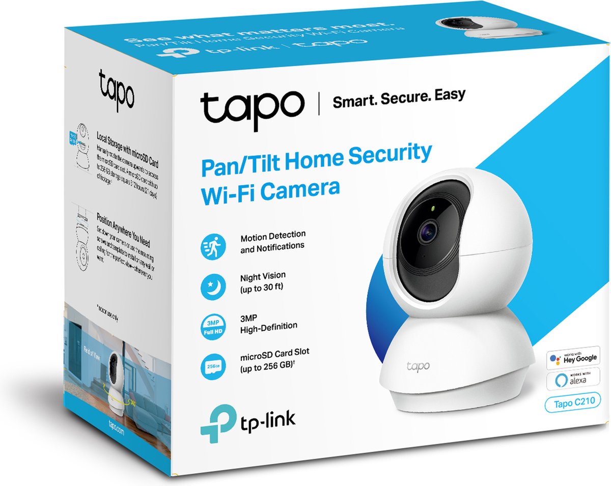 Tp-Link Tapo C210 Indoor-Überwachungskamera – 3 MP – Schwenk-/Neigefunktion – WLAN-Kamera