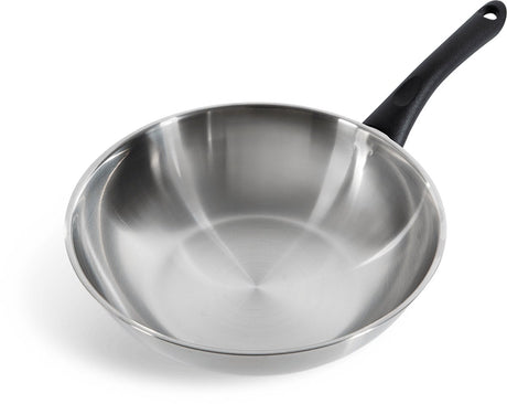 Bk bold wokpan 28 cm - 3.7l - zonder pfas-vrije antikleeflaag - wokpan inductie - rvs wok - ovenbestendig tot 160°c – koudgrepen - zonder deksel - zilver