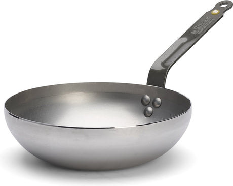 Debuyer de Buyer Mineral B Wokpfanne 24 cm – breiter Boden – Stahlblech – PFAS-frei – für alle Herdarten einschließlich Induktion geeignet