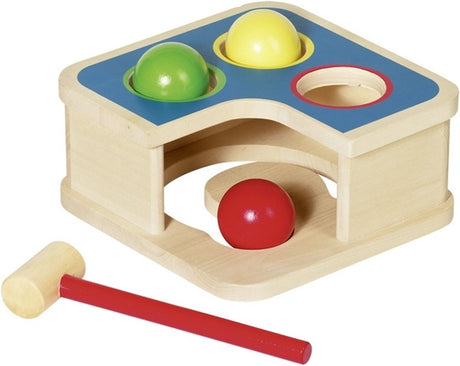 Goki Schlagbank und Murmelbahn 18x18x8cm, Holz