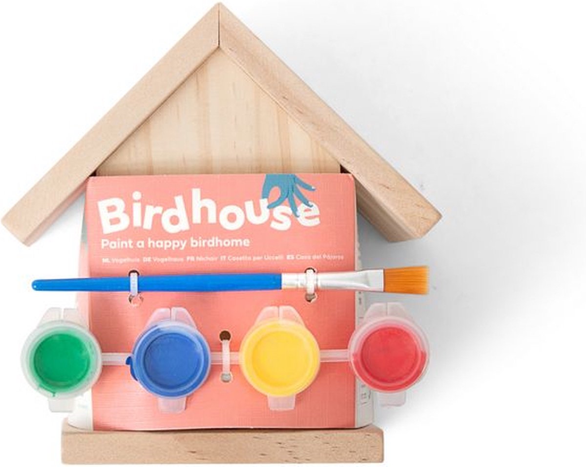 BS Toys bemalbares Vogelhaus – inklusive Farbe und Pinsel – Holz – 13 cm hoch