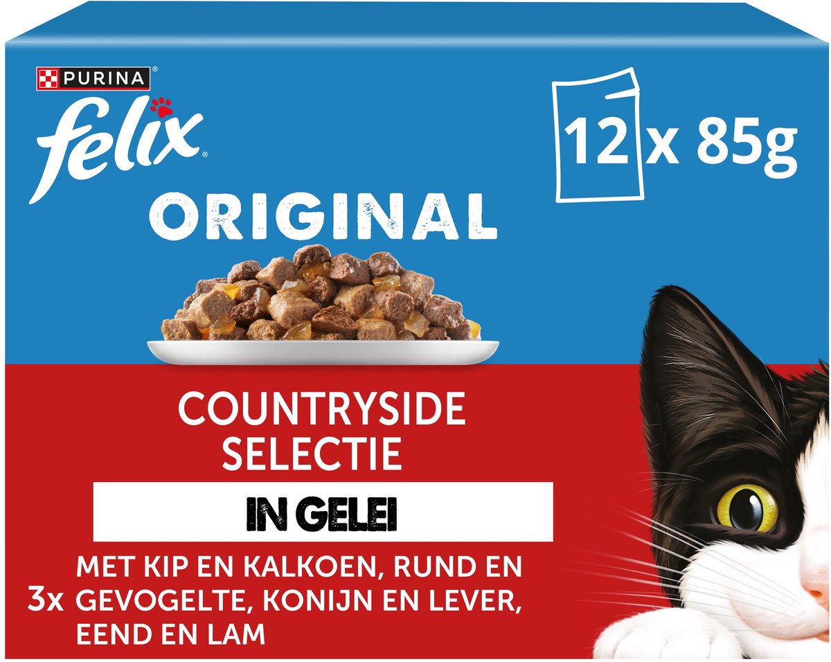 Felix Original in Jelly Country Selection – Nassfutter für Katzen – 48 x 85 g
