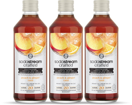 Von Sodastream hergestellte Mixer, Pfirsich-Ingwer-Zitronen-Sirup – 3er-Pack