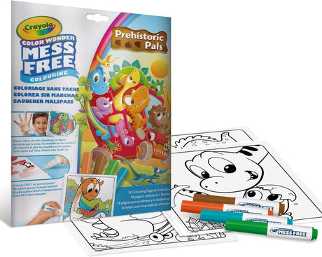 Crayola – Farbwunder – Malbuch – 18 Seiten zum Ausmalen mit 4 wischfreien Markern – Thema Dinosaurier-Freunde