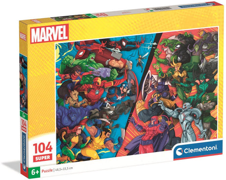 Clementoni – Kinderpuzzle – 104 Teile – Superhelden vs. Bösewichte – Puzzle ab 6 Jahren