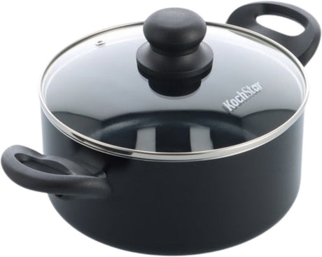 Kochstar Essenz Keramik-Kochpfanne – mit Deckel – 20 cm – 2,7 l – PFAS-frei – Induktionskochpfanne – Induktionspfanne – Keramik-Antihaftbeschichtung – Kühlgriff – ofenfest bis 130 °C – Schwarz