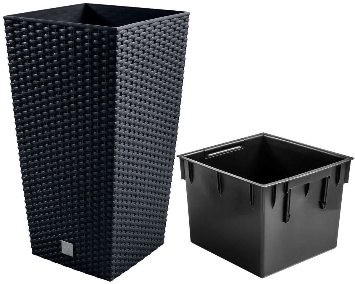 Prosperplast Rato quadratisch – Blumentopf – Anthrazit – schlanke Form – langlebiges Material – 40 x 40 x 75 cm