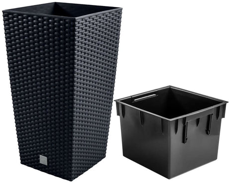 Prosperplast Rato quadratisch – Blumentopf – Anthrazit – schlanke Form – langlebiges Material – 40 x 40 x 75 cm