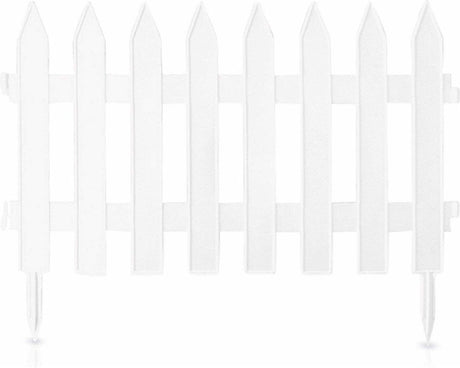 Prosperplast Gartentore – 7x Stück – Kunststoff – 320 cm – weiß – Randkante – Gartenzaun