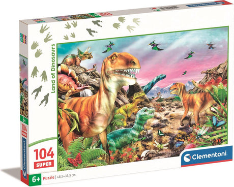 Clementoni Jigsaw Puzzle Super Color Land of Dinosaurier, 104st.