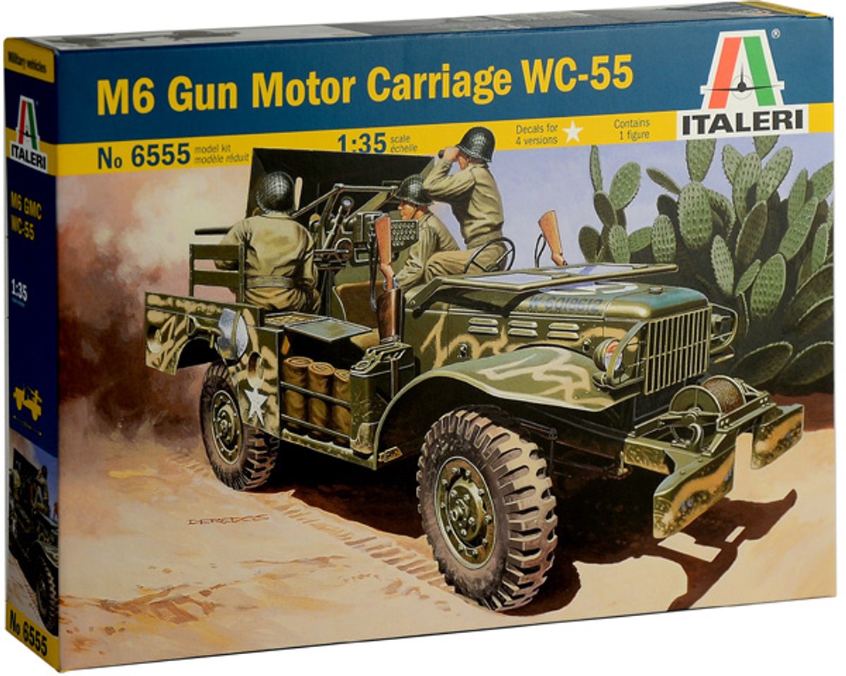 Italeri Modellbausatz Militärfahrzeuge – 6555 M6 Dodge Gun Motor Carriage WC-55 Kunststoff – 1:35 – Modellbau