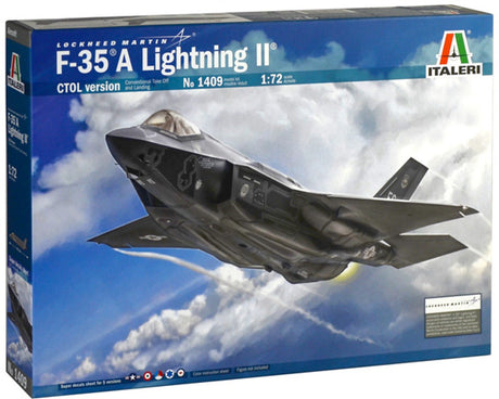 Italeri Modellbausatz Flugzeug – 1409 F-35 A Lightning II CTOL-Version aus Kunststoff – 1:72 – Modellbau