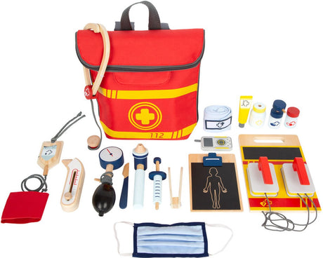 Small Foot Erste-Hilfe-Arzt-Rucksack-Spielset – 25-teilig – realistisches medizinisches Rollenspiel – ab 3 Jahren