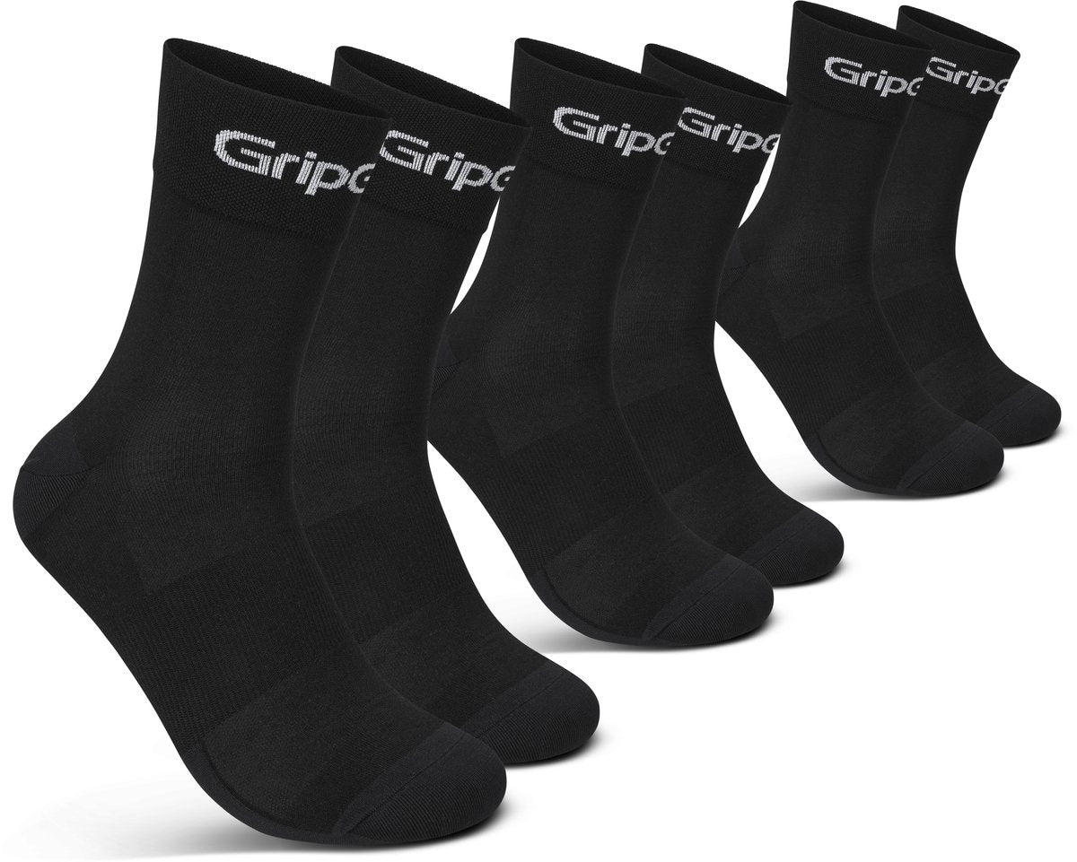 Gripgrab - Ride Regular Cut Sommer-Radsocken 3 Paar Radsport-Coolmax-Socken - Unisex - Schwarz