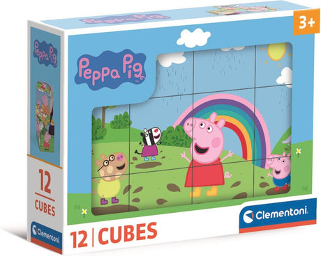 Clementoni - 12 blokken puzzel - peppa pig - 6 afbeeldingen - vanaf 3 jaar