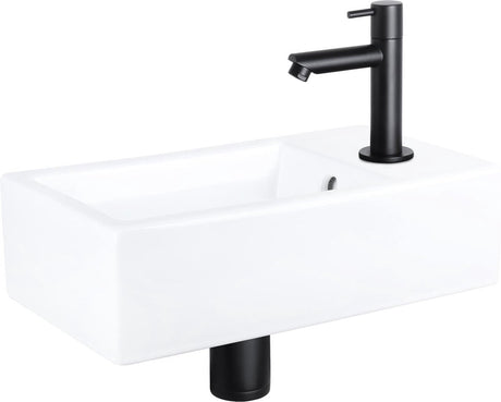 Differnz force fonteinset - keramiek - kraan recht mat zwart - 40 x 22 x 11.5 cm