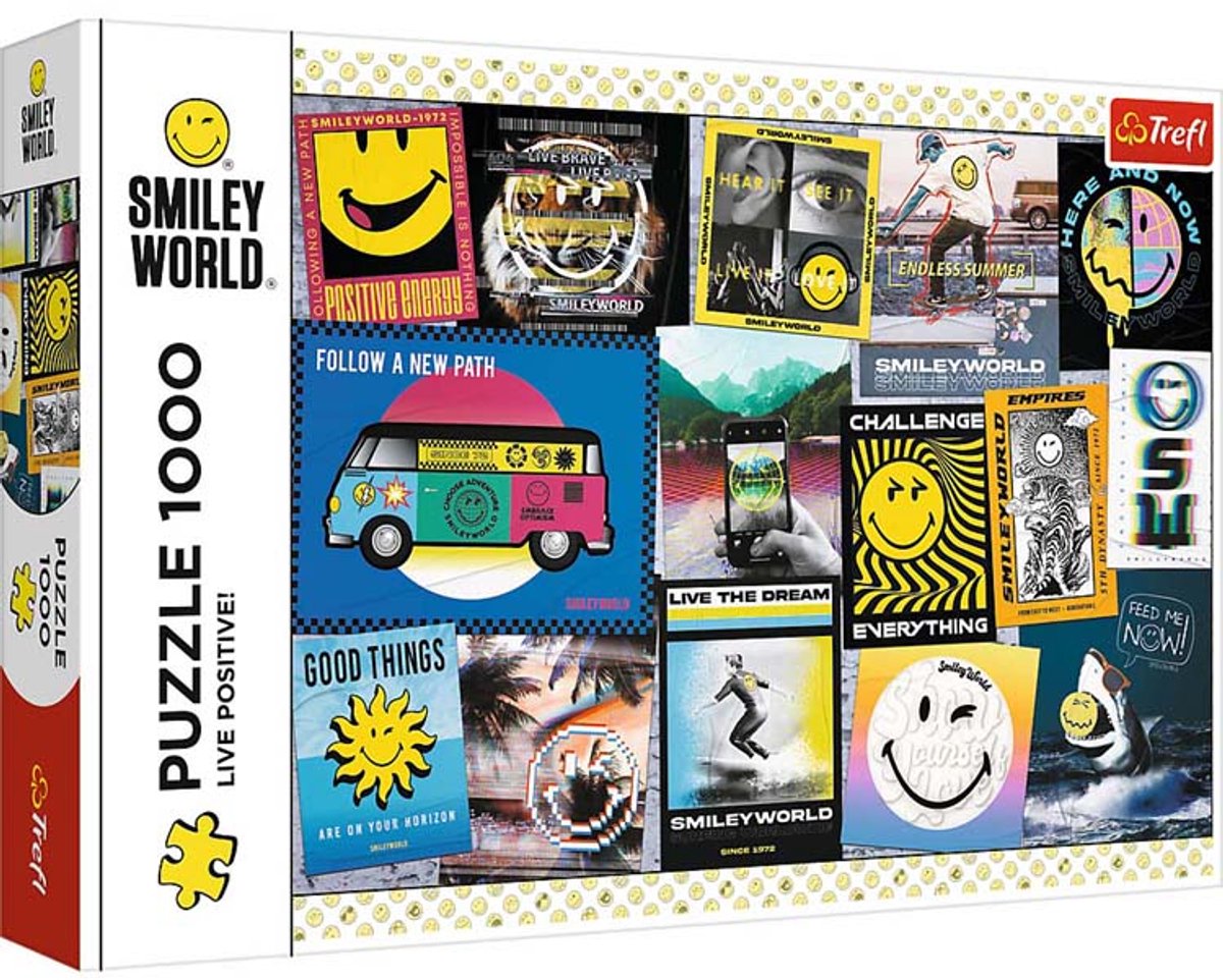 Trefl Puzzle 1000 Teile - Smiley - Live Positiv! fröhlicher Rätselspaß.