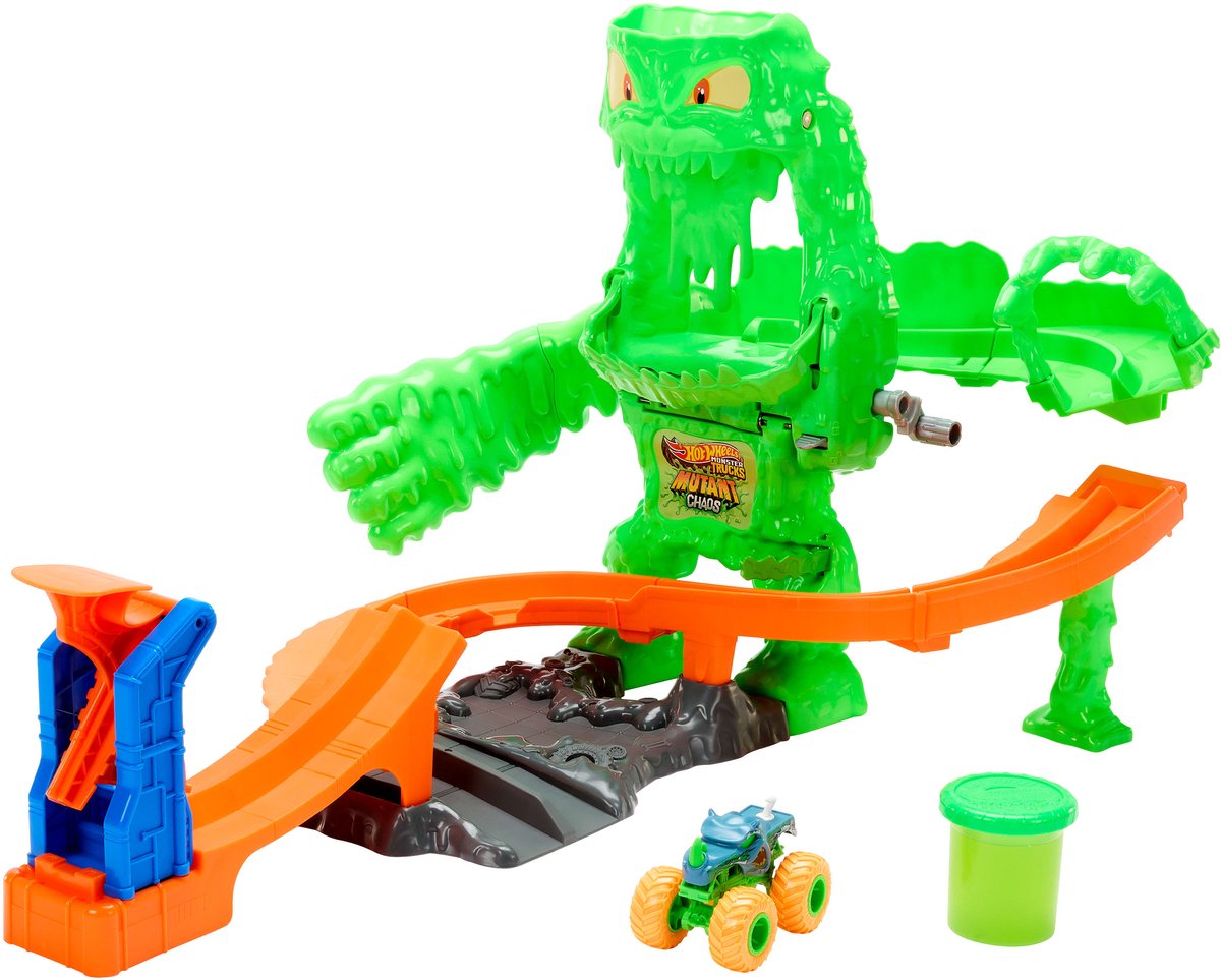 Hot Wheels Monster Trucks Besiege das mutierte Monster – Spielset mit Spielzeugauto und Schleim