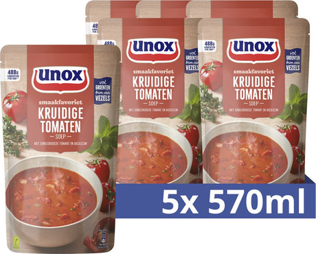 Unox - Suppe im Beutel - würzige Tomaten - 5 Beutel x 570 ml
