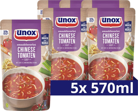 Unox - Suppe im Beutel - Chinesische Tomatensuppe - 5 Beutel x 570 ml
