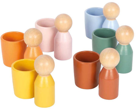 Kleiner Fuß - Montessori-Sortierbecher aus Holz mit Figuren