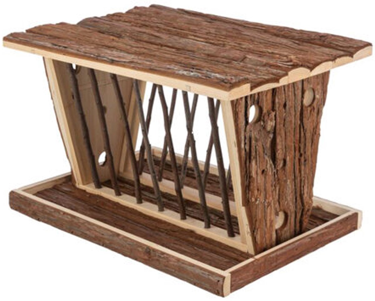 Trixie - Heuraufe - mit Sockel und Deckel - Rindenholz - 40x30x22 cm