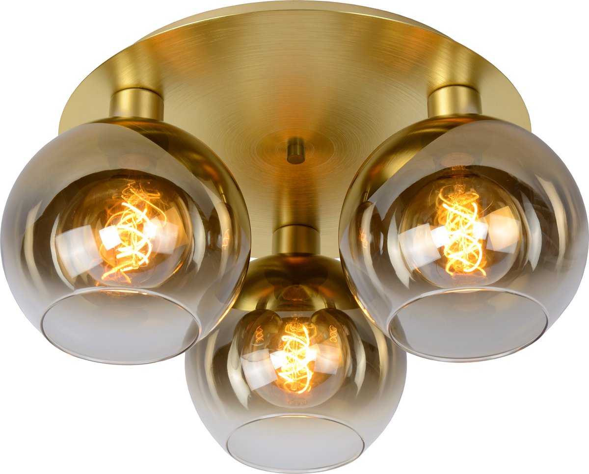 Lucide marius - plafonnière (plafondlamp) - 3xe27 - mat goud messing