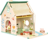 Klassisches Holzpuppenhaus mit Garten, 10dlg.