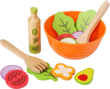 Kleiner Fußholz -Playetts -Salatspiel -Set, 15dlg,