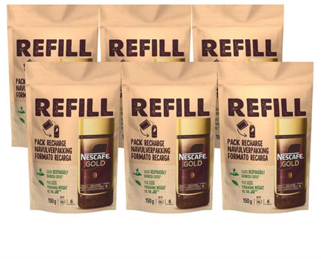 Nescafé Gold Nachfüllverpackung Instantkaffee – 6 Beutel x 150 g – Vorteilspack