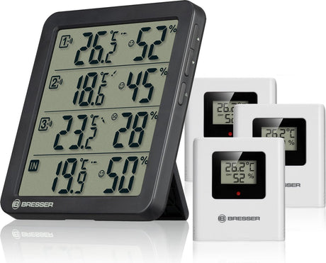 Bresser Wetterstation - quadro nv - 4 Messergebnisse - 3 Thermo-Hygro-Sensoren