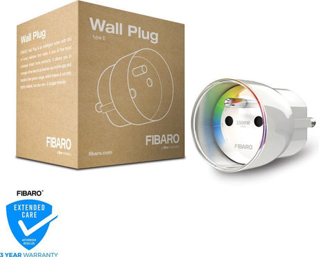 Fibaro-Wandstecker – Version für Belgien – Typ E – intelligenter Stecker mit Energiemessung – funktioniert mit Boxx und Z-Wave