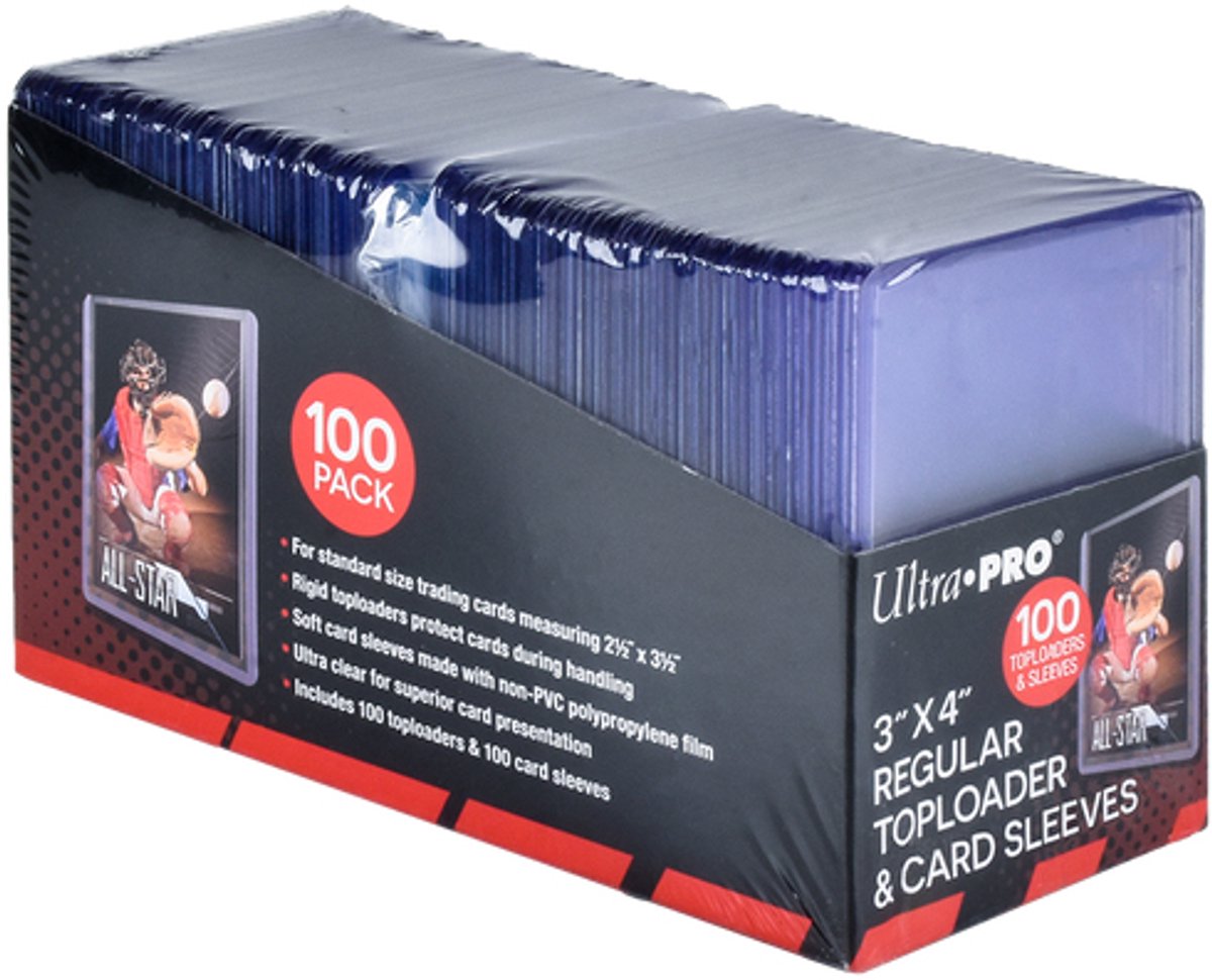 Ultrapro Ultra Pro – Toploader – Toploader – 3 x 4 (100) klare reguläre Kartenhüllen (100) – TCG – Sammelkartenspiel – Up