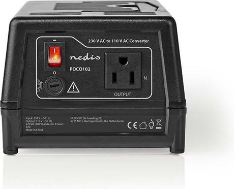 Nedis Spannungswandler 270 W – 230 V auf 110 V – geerdet – für amerikanische Geräte