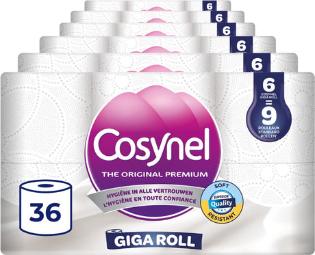 Cosynel Toilettenpapier 36=54 Rollen – Giga-Rolle weiß – 3-lagig – Vorteilspack