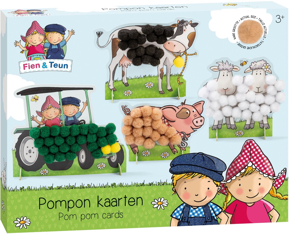 Bambolino Toys Fien und Teun Pompom-Stick-Bastelset | 3 Stück