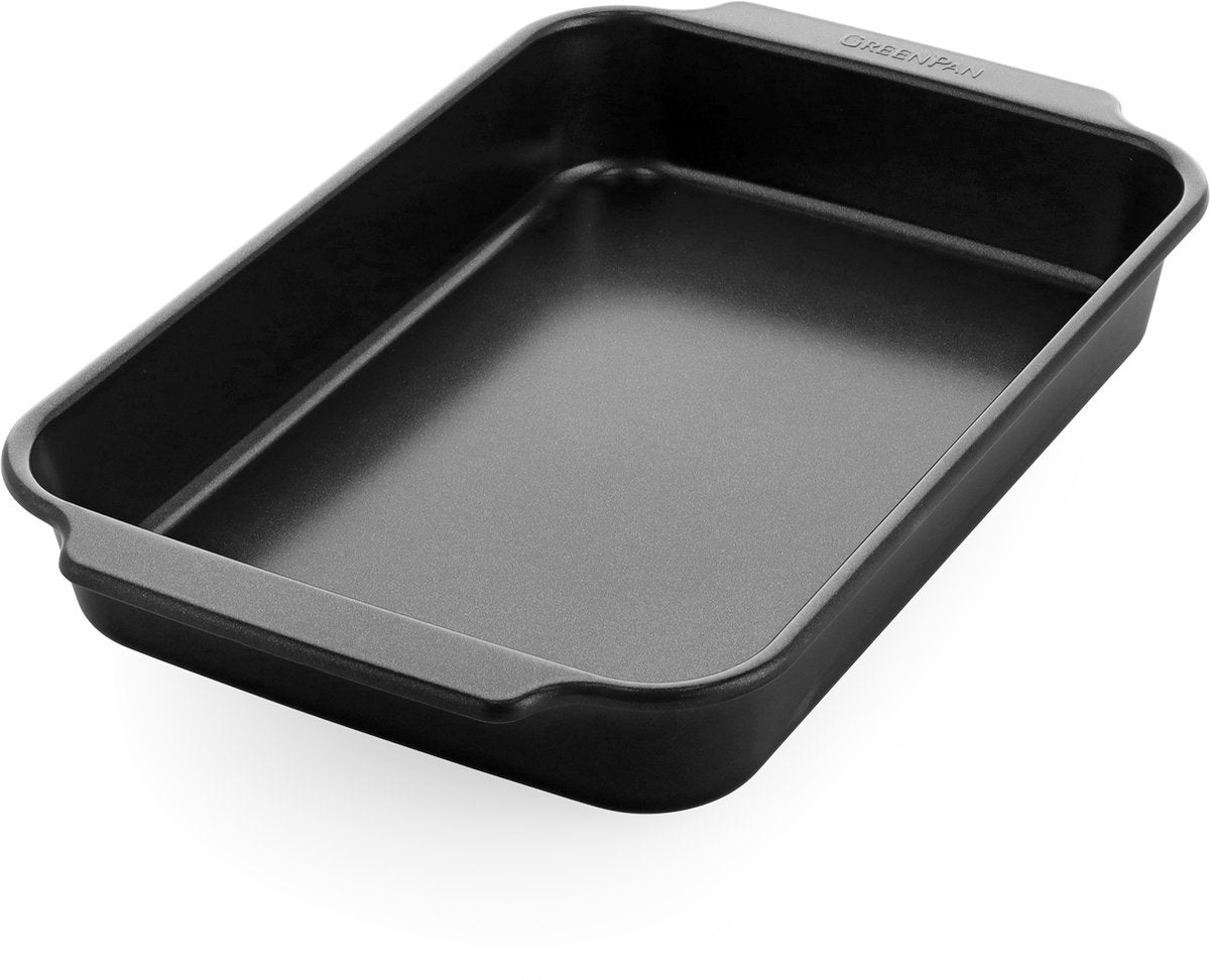 Greenpan Bistro-Kuchenform – 33 x 22,5 cm – PFAS-freie Antihaftbeschichtung – Backform aus Keramik – ofenfest bis 230 °C – rechteckig – schwarz