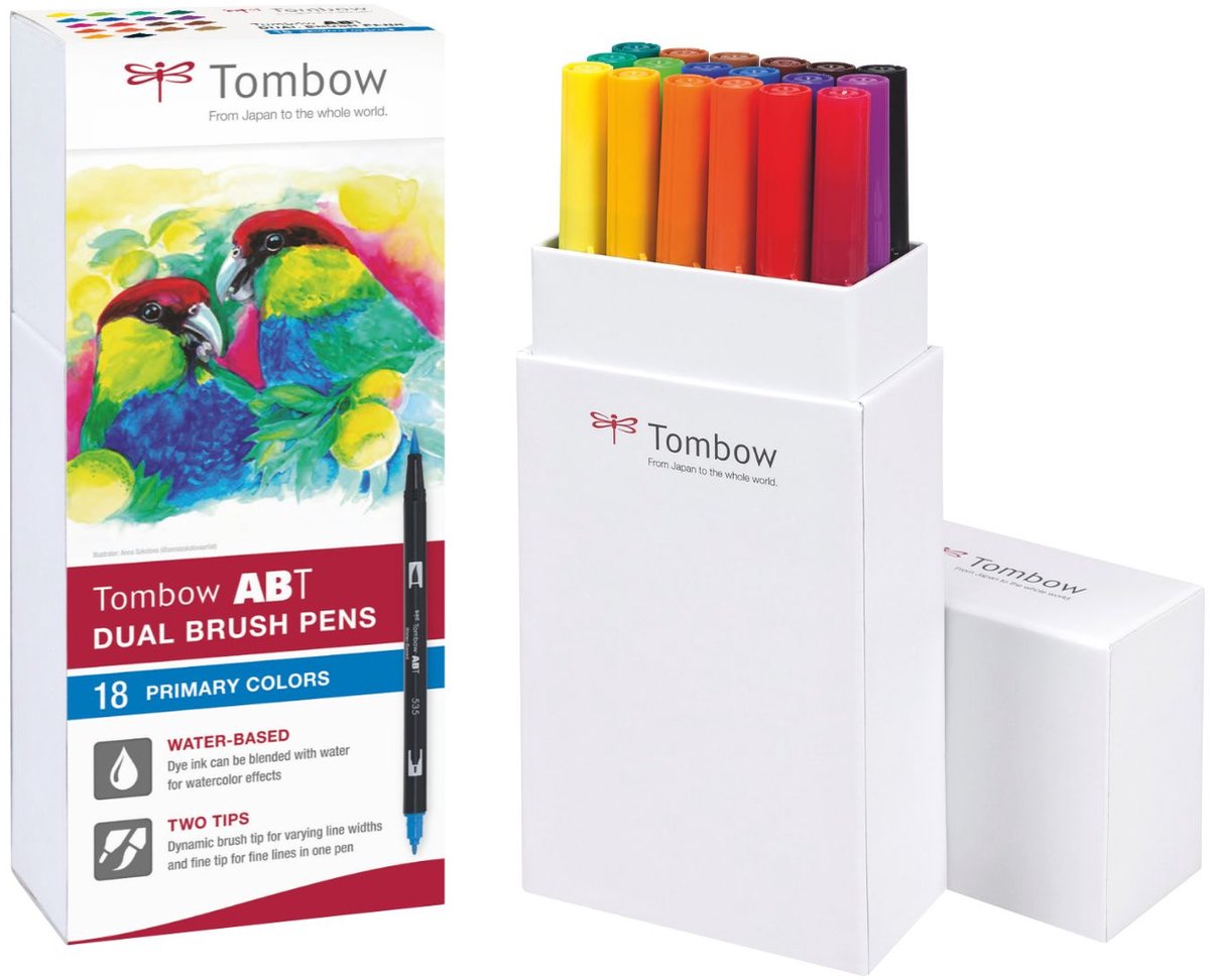 Tombow • Pinselstift mit Dual-Pinselstift, 18 Primärfarben
