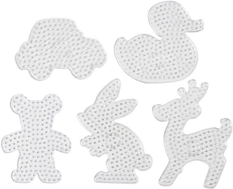 Creativ Company Grundplatte, Teddybär, Auto, Rentier, Ente und Hase, Größe 16x19,5-19x24 cm, Jumbo, klar, 5 Stück 1 Box