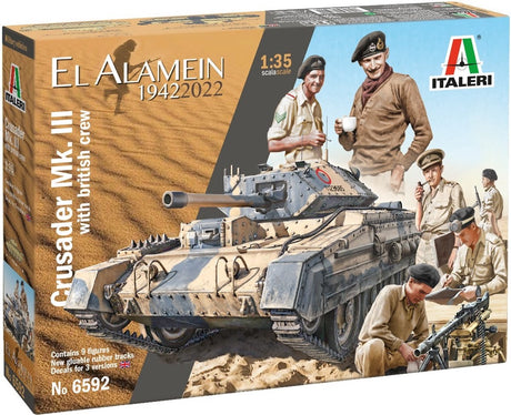Italeri Modellbausatz Militärfahrzeuge – 6592 Crusader Mk. III mit britischer Besatzung aus Kunststoff – 1:35 – Modellbausatz