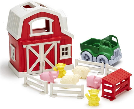Bigjigs Spielzeugbauernhof-Spielset – grünes Spielzeug